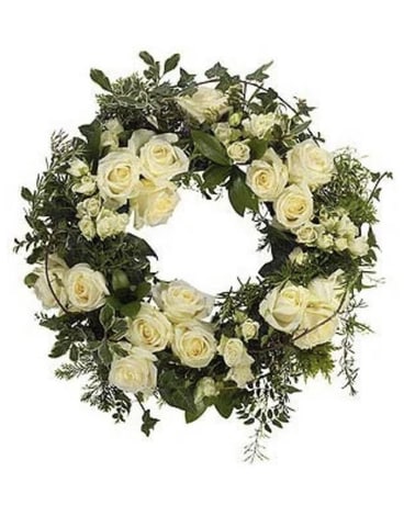 Ivory Reflective Wreath Flower Arrangement
