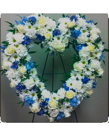 Blue And White Open Heart Flower Arrangement