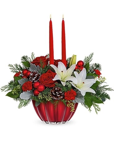 Teleflora's Joyous Christmas Centerpiece Flower Arrangement