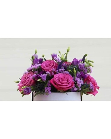 Love In A Box-Pink and Purples Flower Arrangement