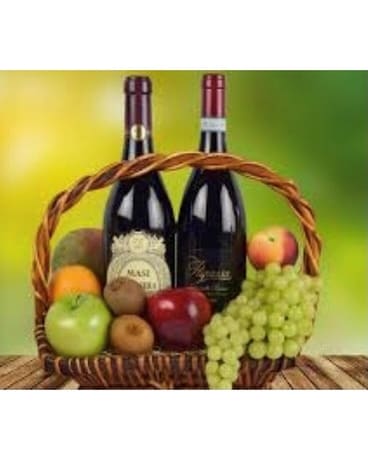 Santa's Fruits and Wine Gift Basket