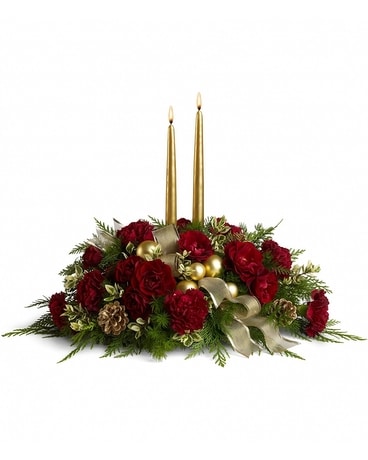 Crimson and Candlelight Centerpiece
