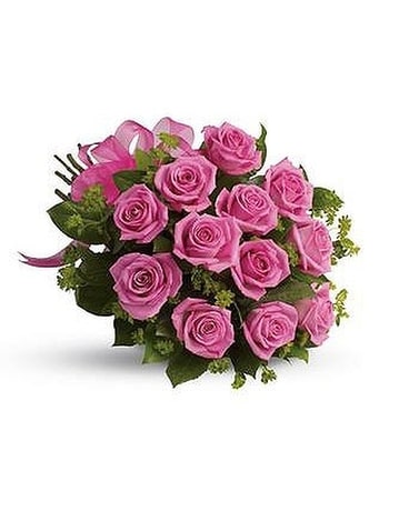 12 Pink Princess Roses Flower Arrangement