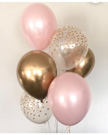 Pink and Gold Shimmer balloon bouquet Flower Arrangement