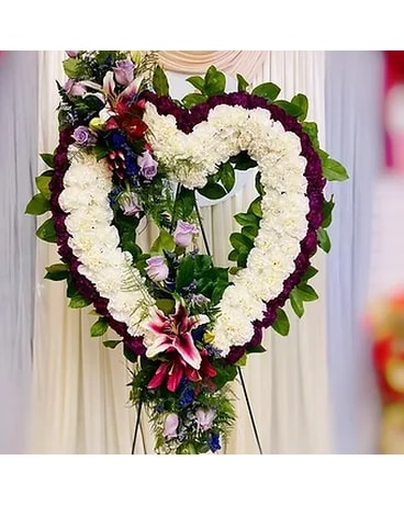 Sympathy Heart Wreath - Open #3 (Large) Flower Arrangement