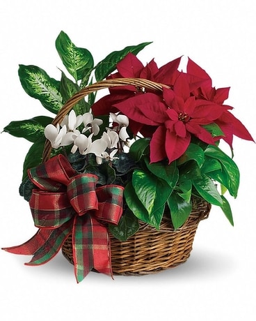 Holiday Homecoming Basket Flower Arrangement