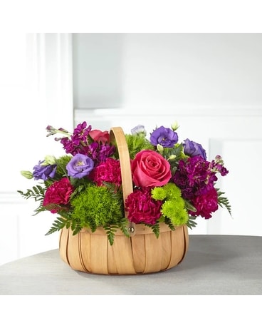Serene Sanctuary Basket Flower Arrangement