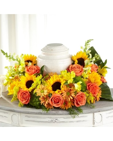 Faithful Sunflower Cremation Adornment Flower Arrangement