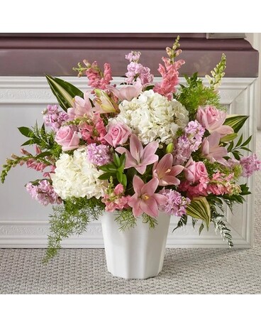 Simple Serene Floor Basket Flower Arrangement