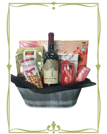 Wine and Chocolates (red) Flower Arrangement