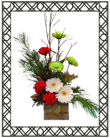 Cardinal for Christmas Flower Arrangement