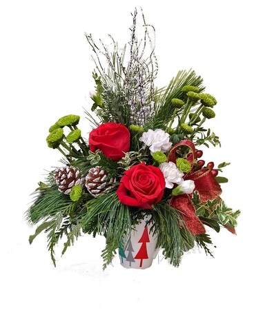 Cup of Christmas Flower Arrangement