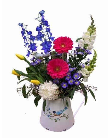 Blue- Bird Garden Flower Arrangement