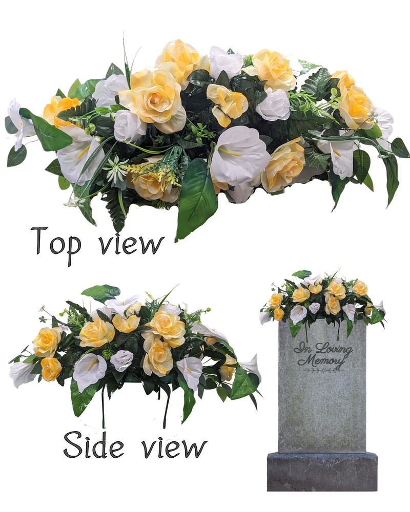 Cemetery Flower Double Or Regular Size 2024 Headstone Saddle -Cemetery Flowers-Memorial Flowers