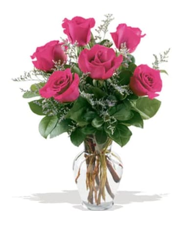 6 Roses in a Vase Flower Arrangement