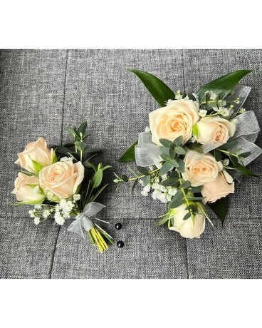 Blush Rose Corsage and Boutonniere Corsage