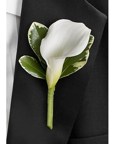 White Calla Boutonniere Boutonniere