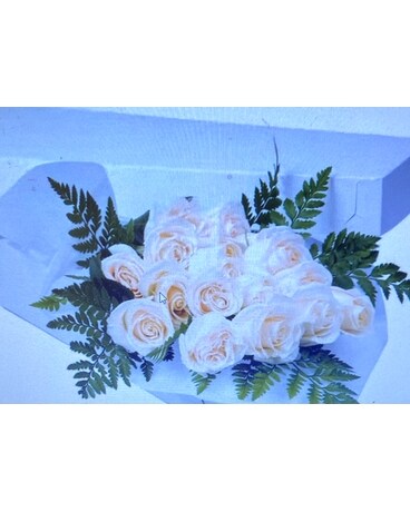 Boxed White Roses Flower Arrangement