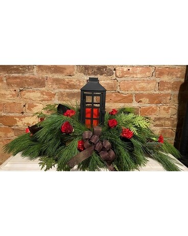 Holiday Lantern Centerpiece Flower Arrangement