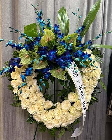Blue Farewell Flower Arrangement