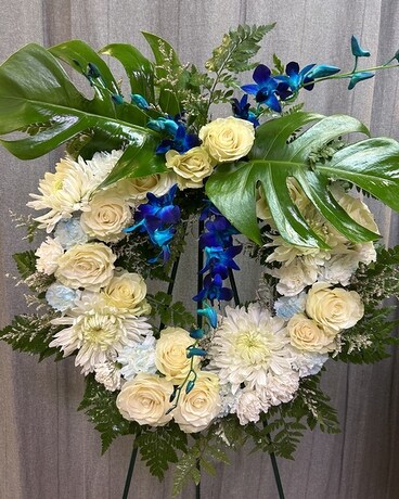 Blue Wreath Flower Arrangement