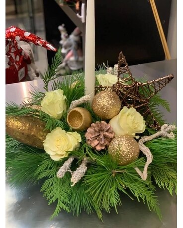 Golden Christmas Flower Arrangement