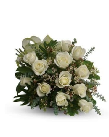 Twelve Roses ( White) No Vase Flower Arrangement