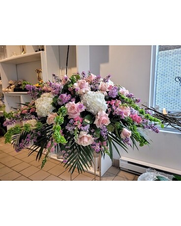 Tranquilité Pure Funeral Casket Spray Flowers