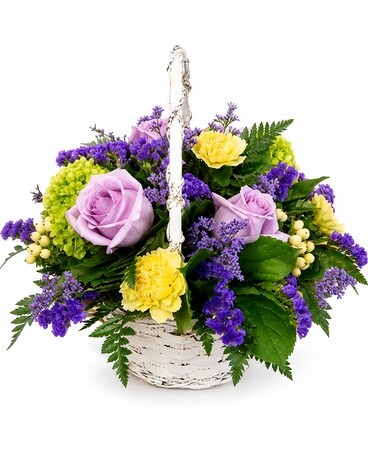 Mauve Over Basket Flower Arrangement