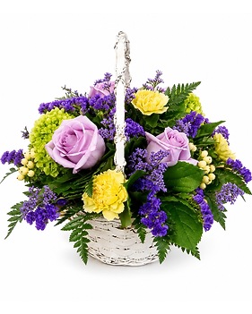 Mauve Over Basket Flower Arrangement