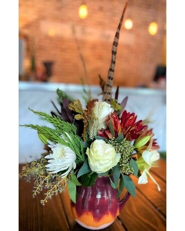 Autumn Pitcher Flower Arrangement