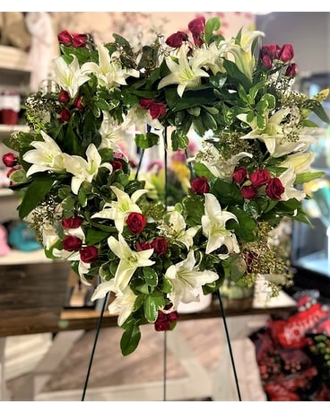 Heart of Lilies Sympathy Arrangement