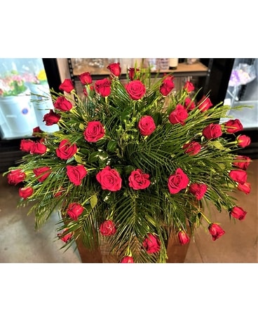 All Red Rose Blanket Sympathy Arrangement