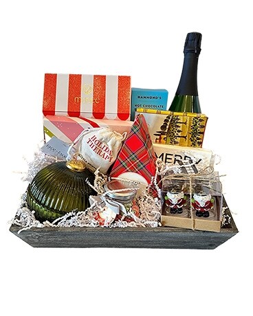 Merry Christmas Gift Basket by Cactus Flower Flower Arrangement