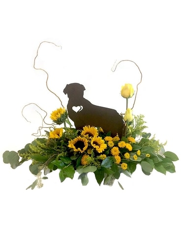Happy Trails Pup Flower Arrangement
