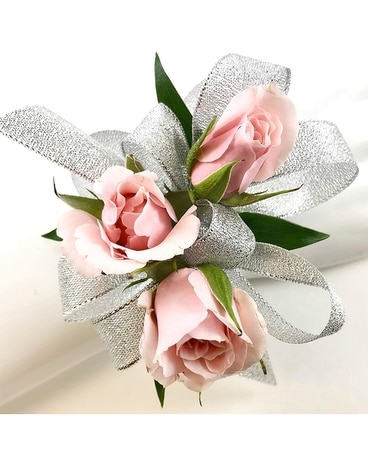Three Pink Mini-Rose Corsage Flower Arrangement