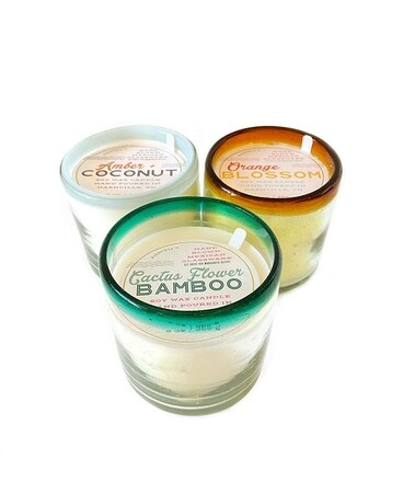 Hand Blown Mexican Glass 9oz Soy Candle Jar Candle