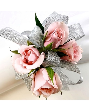 Four Pink Mini-Rose Corsage Flower Arrangement