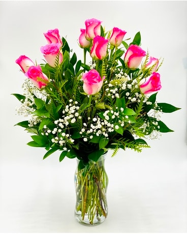Pink Roses by East Arrowhead Flowers Flower Arrangement