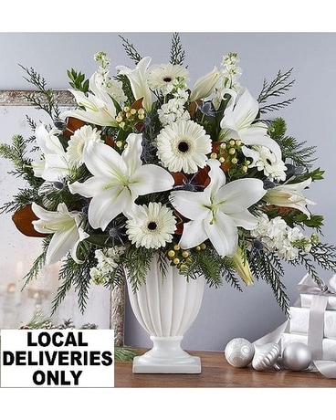 Wonderful Winter Pedestal Flower Arrangement