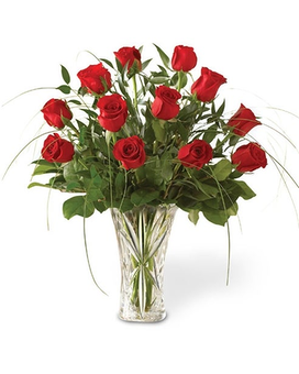 ROSE ELEGANCE IN CRYSTAL VASE Flower Arrangement
