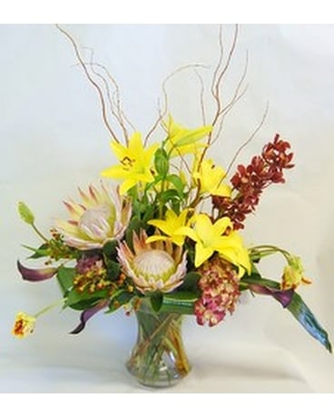 Inglis' Protea, Orchids and Lilies Flower Arrangement