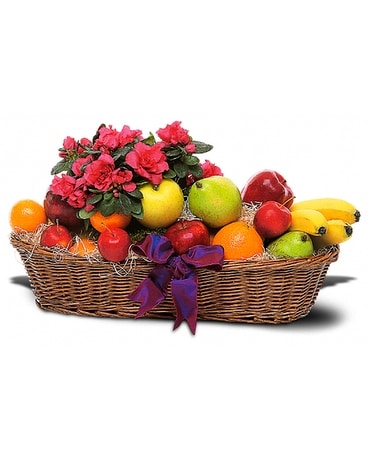 Plant and Fruit Basket Flower Arrangement