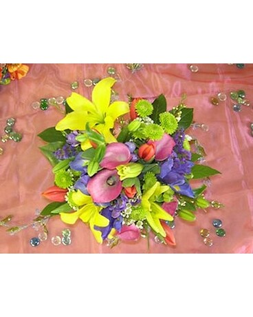 Cheerfully Bright Centerpiece Flower Arrangement