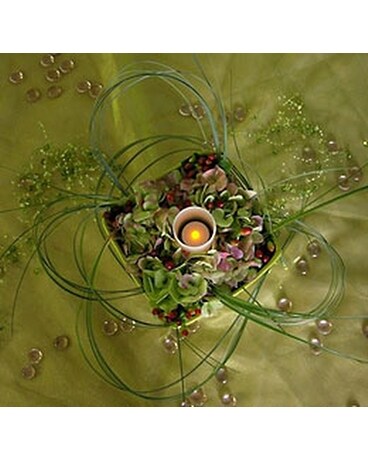 Lighted Green Centerpiece Flower Arrangement