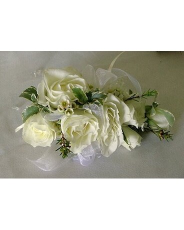 Striking In White Corsage Flower Arrangement