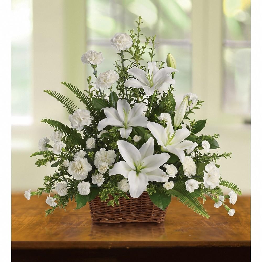 Peaceful White Lilies Basket in San Diego CA - Flowers by Coley
