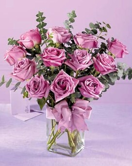 Dozen Lavender Roses Flower Arrangement