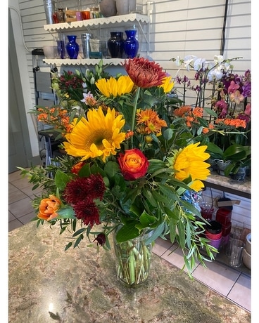 Sunflowers and Mums Flower Arrangement