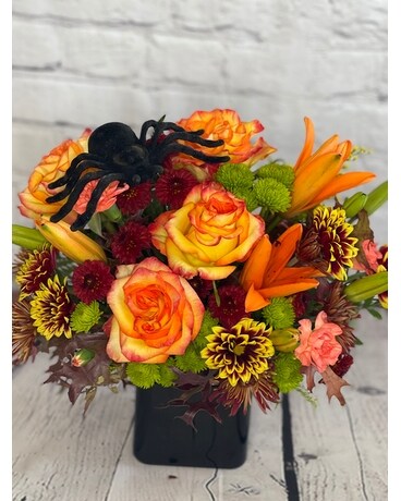 Spider-Kissed Flower Arrangement